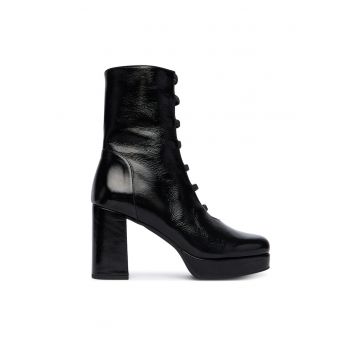 Botine femeie -  piele naturala - negru -