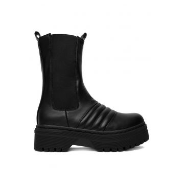 Botine femeie -  tesatura - negru -