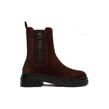 Botine femeie - U S Polo Assn  - piele naturala - maro -