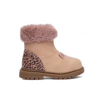 Botine Fete -  material sintetic - roz - inchidere cu fermoar -