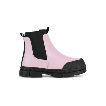 Botine Fete -  material sintetic - roz - inchidere velcro