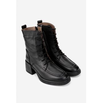 Botine negre din piele naturala pentru femei - Negru