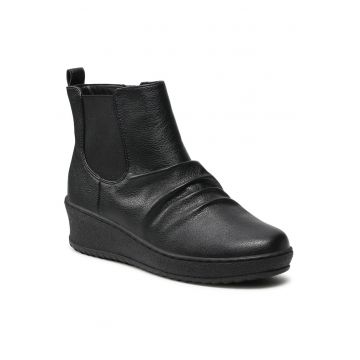 Botine pentru femei -  piele ecologica - negru -
