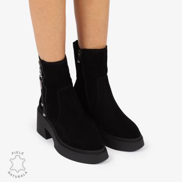 BOTINE PIELE NATURALA INTOARSA cu Fermoar lateral CRL1243