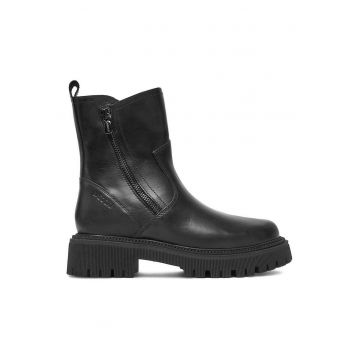 Cizme Fete -  piele naturala - negru - fermoar -
