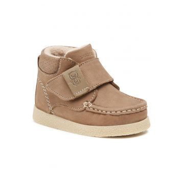 Ghete baieti -  piele naturala - velcro - maro - Maro