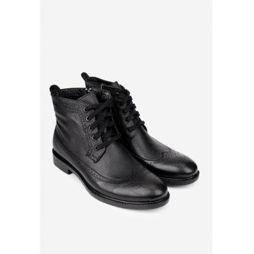 Ghete barbati confectionate din piele texturata neagra