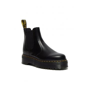 Ghete Chelsea de piele cu cusaturi contrastante Quad