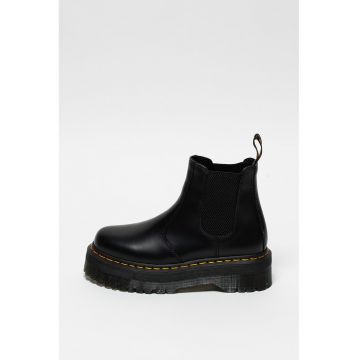Ghete Chelsea de piele cu cusaturi contrastante Quad