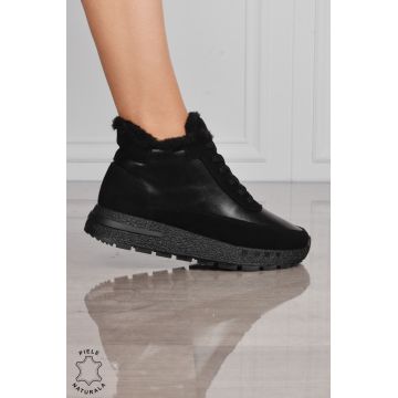 GHETE DAMA din PIELE Naturala Combinata cu Piele intoarsa CRL1523