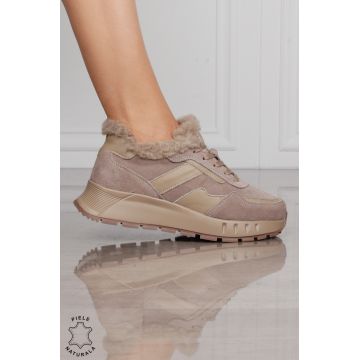 GHETE DAMA din PIELE Naturala Combinata cu Piele intoarsa CRL1525