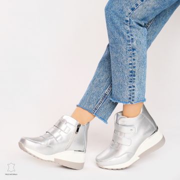 Ghete dama din Piele Naturala CRL0599 Argintii