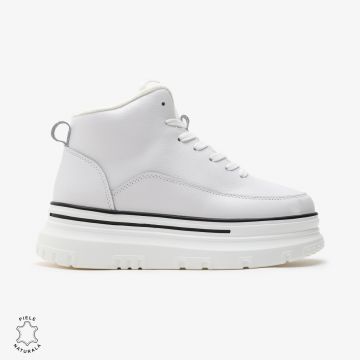 Ghete dama din Piele Naturala CRL0646 ALB