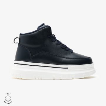 Ghete dama din Piele Naturala CRL0646 Bleumarin