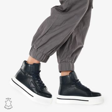 Ghete dama din Piele Naturala CRL0647 Bleumarin