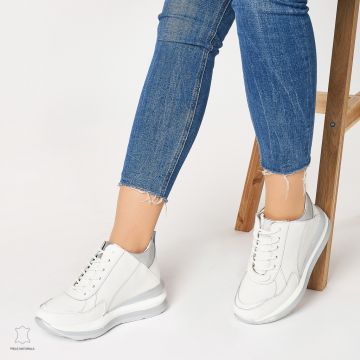 Ghete dama din Piele Naturala CRL0653 Alb