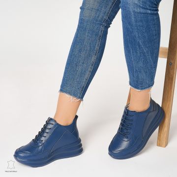 Ghete dama din Piele Naturala CRL0653 Bleumarin