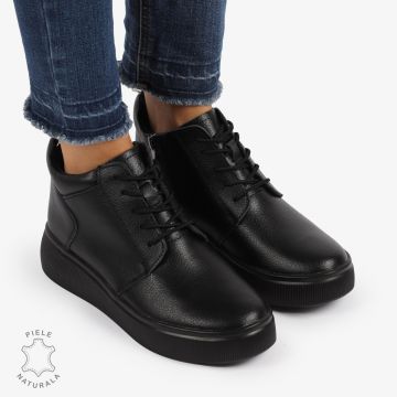 Ghete DAMA din PIELE NATURALA CRL0911 NEGRU