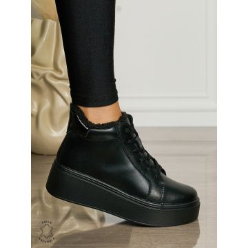 Ghete dama din Piele Naturala IMBLANITE CRL1465 NEGRU