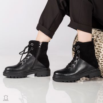 GHETE DAMA Inalta din PIELE Naturala CRL0635NEGRU