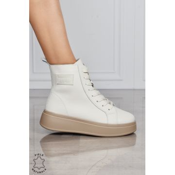 GHETE DAMA Inalta din PIELE Naturala, Model Clasic CRL1529 BEJ
