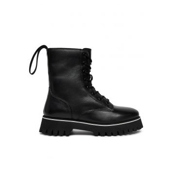 Ghete dama PJ865 -  Piele naturala - Negru
