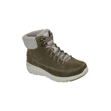 Ghete de piele intoarsa cu garnitura de blana shearling sintetica Glacial Ultra - Verde sparanghel