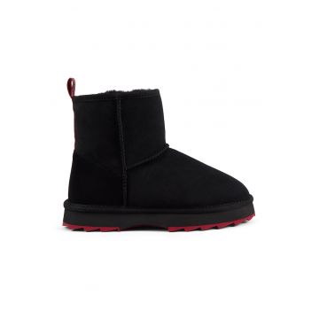 Ghete de piele intoarsa fara inchidere Sharky Mini - Negru