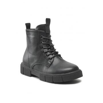 Ghete fete -  piele ecologica - negru - cu fermoar - izolare termica - Negru