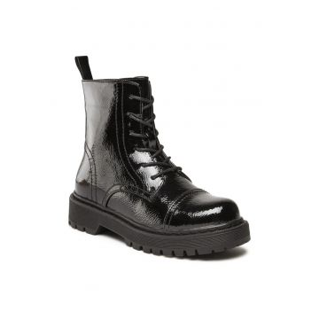 Ghete fete -  piele ecologica - negru - fermoar -