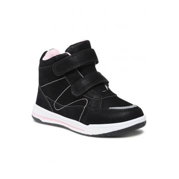 Ghete fete -  piele ecologica - negru - Velcro
