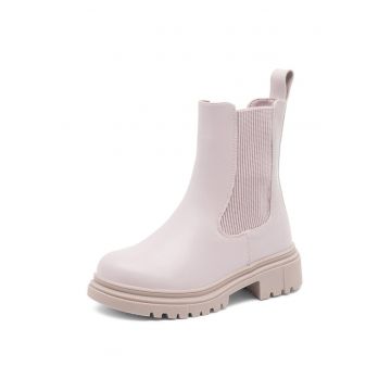 Ghete fete -  piele ecologica - roz - fermoar - set de botine -