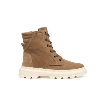 Ghete fete -  piele naturala - fermoar - maro -
