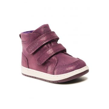 Ghete fete -  piele naturala - violet - sistem inchidere Velcro - Violet
