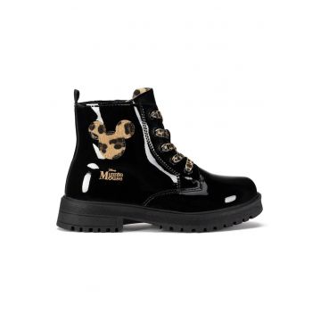Ghete fete -  plastic - negru/maro