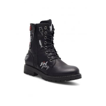 Ghete pentru fete -  material sintetic - negru