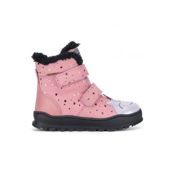 Ghete pentru fete -  piele naturala - roz - sistem inchidere Velcro -