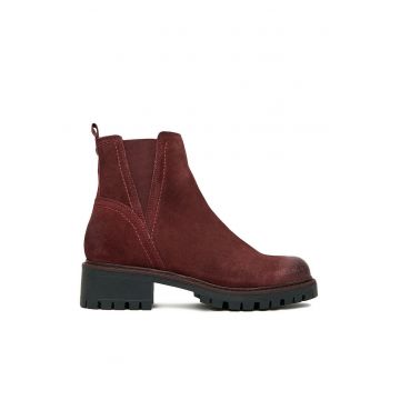 Botine Bordeaux  din piele - Maro