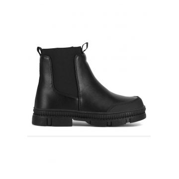 Botine copii -  material sintetic - negru - fermoar