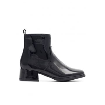 Botine copii -  negru - material sintetic - fermoar -