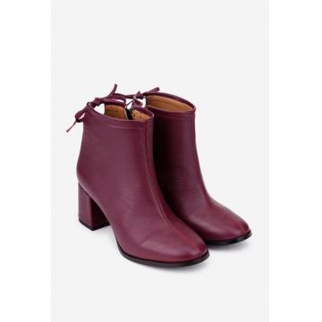 Botine dama bordo din piele naturala