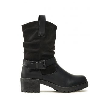 Botine dama -  casual - negru - material textil -