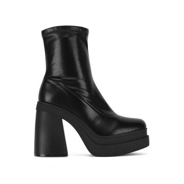 Botine dama -  clasic - negru - material textil -