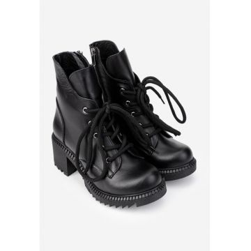 Botine dama din piele naturala - culoare neagra - Negru