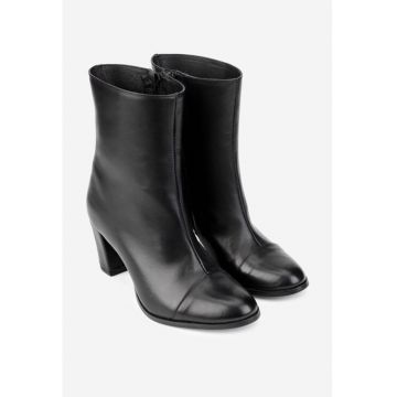 Botine dama din piele naturala negre - Negru