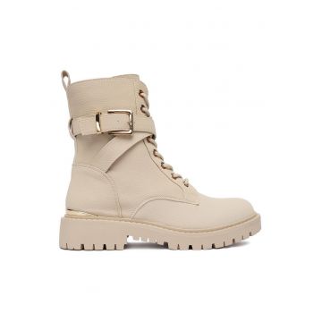 Botine dama -  fermoar - bej - material textil -