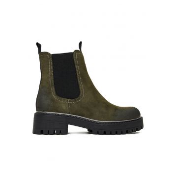 Botine dama -  material sintetic - cu fermoar -