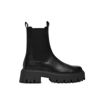 Botine dama -  material textil - negru -
