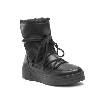 Botine dama -  piele ecologica - negru - forma originala - captuseala practica -