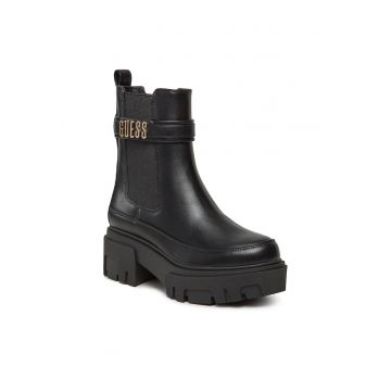 Botine dama -  piele ecologica - toc clasic - negru
